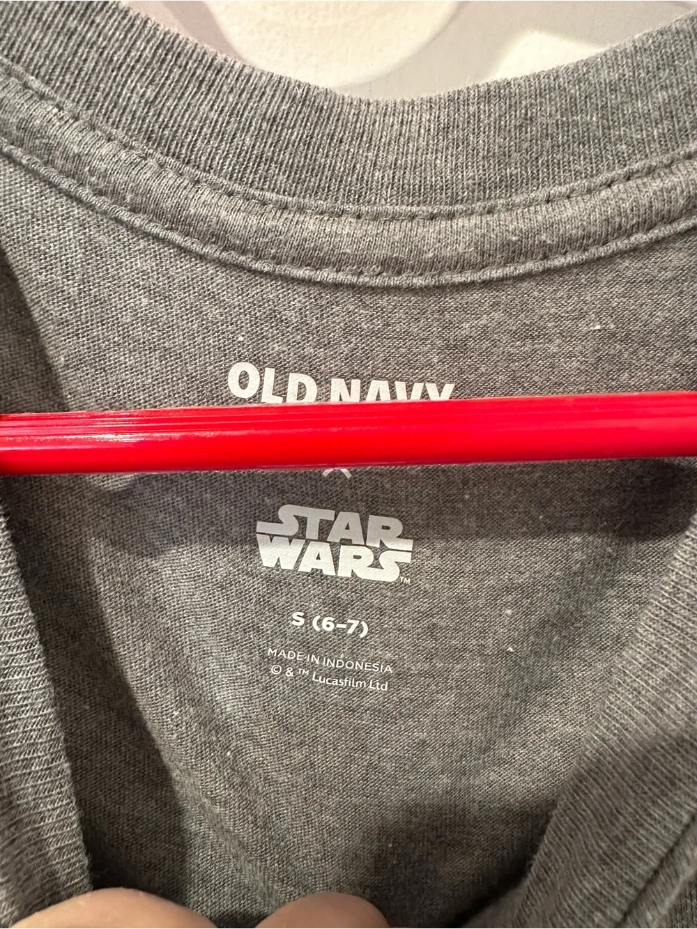 Old Navy Gray Star Wars Graphic Tee with Neon Pink Accent